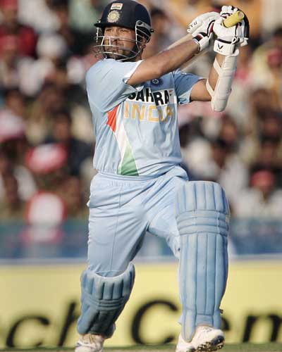 sachin - sachin playing the shot to the fence
