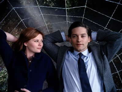 spiderman and MJ - wow what a relaxing moment on the web. they talk here on his web and relax until he's got to get back to saving lives. Still its not everyday a girl gets to know her boyfriends secret Identity.