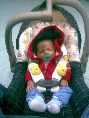 My baby! - This i my baby boy in his car seat while we were at the doctor's office