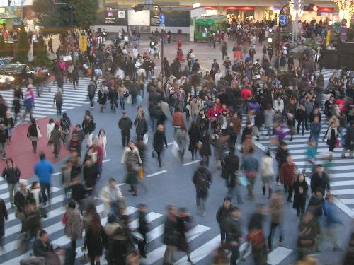 Rush hour - People at a busy junction in Tokyo, during rush hour.
