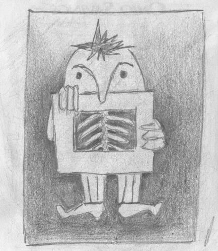 sketch - I had been doodling before my doctor's appointment last January. At my appoinment my doctor recommended that I get my anual chest x-ray becasue I smoke, yada yada, I still smoked then you know. Little did I know.   On February 15th I stopped smoking, but it was too late. Surgery was in July, I can smell again, taste again, breath again. Now I look more like the sketch . . all clear.