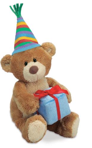 Happy Birthday! - It's a birthday teddy bear with a prezzie just for you!