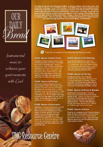 Daily Bread CD Reviews - Poster to promote a new set of CDs for meditation.