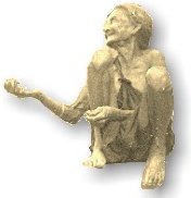 A Beggar - The picture shows a typical beggar/destitute begging for alms. The expression and posture are very suggestive of beggary