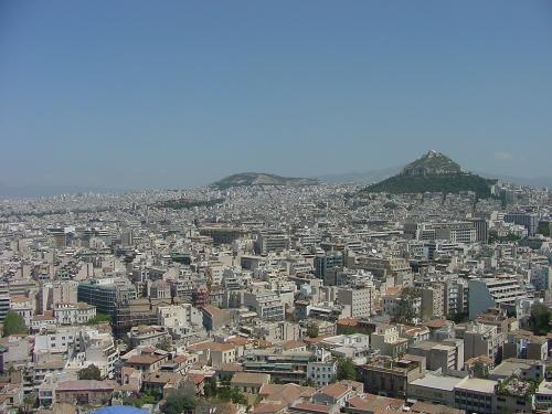 Athina - Athens Greece - The city of Athina (Athens) Greece, looking east from the the Acropolis.