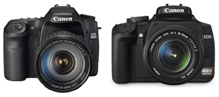 Canon 40D vs 400D - One is the newest model in the professional range.
The other is the newest model in the mid-professional range.
