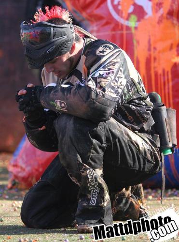 Paintball - Thomas Taylor of team XSV before a game