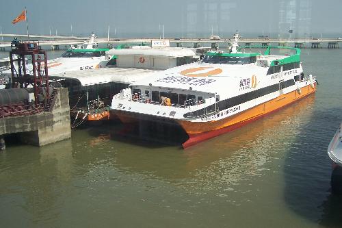 This is a boat at the ferry - This is a boat at the Macau ferry...