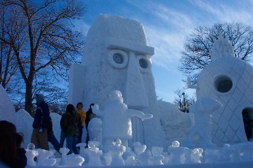 Spongebob Snow Sculpture! - A snow sculpture display from Winter Carnival 2005. The art isn't mine, though I did get permission to take photos (not that everyone doesn't take photos of the snow sculptures anyway).