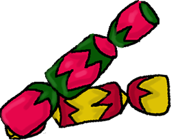 Christmas Crackers - Christmas Crackers are an English favourite at the Christmas dinner table. They contain a small explosive which makes a loud pop when they are pulled and inside are usually a paper hat, a small gift and a joke or humorous motto.