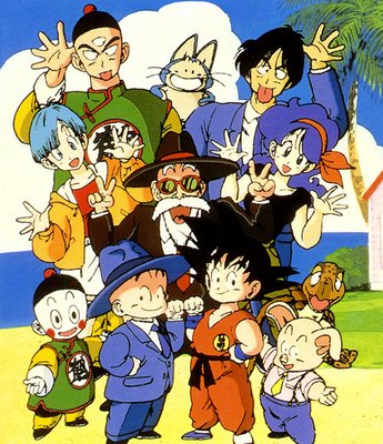 The cast of dragonball anime - this image shows the main characters of the dragon ball anime...