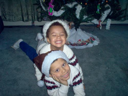Ready and Waiting for Santa Clause - My two boys have camped out in front of the tree, waiting for Santa.