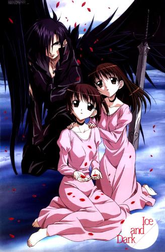 DN Angel - Ice and Dark - The Phantom Thief, Dark Mousy and the Sacred Maidens, Riku and Risa Harada from the anime series, DN Angel.