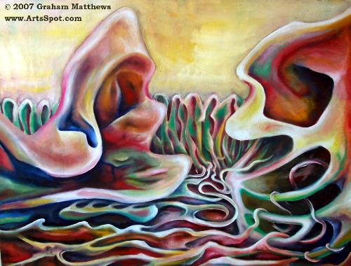Clash of the Titans - Oil Painting - Clash of the Titans Oil Painting on Canvas By Graham Matthews 4' X 5' Please visit http://www.ArtsSpot.com to see much more of my ART! http://www.squidoo.com/ArtFlow/  Thanks!