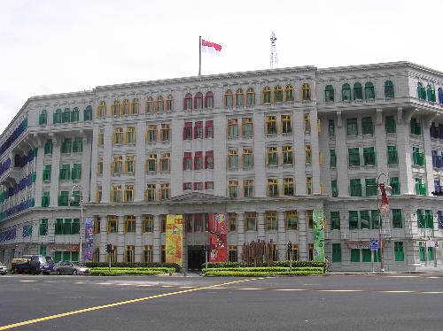 Ministry of Information, Communications & the Arts - Old Fire station converted to colorful and lego looking MICA building.