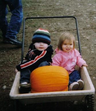 awww - My neice and Nephew enjoying the Pumpkin farm
