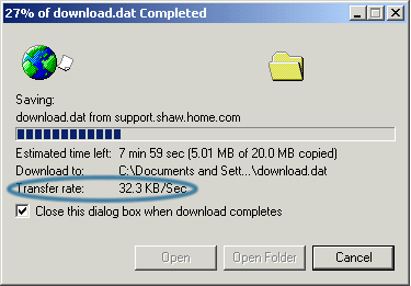 download speeds - this picture is the screenshot of by download speed window..