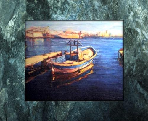Old Port in Tripoli Libya - This painting belong to Impressionism style or school, this school is one of others Fine Art School. The Impressionism style depend on the mood of the Artist to reflect his good or bad feelings, and these feelings directly appear on canvas.