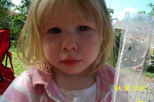 Can you tell she is in trouble? - My daughter giving me that 'sad' look because she was bad!