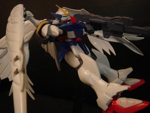 Wing-Gundam Zero Custom - my wing gundam zero custom collection - side view when blasting off his blaster