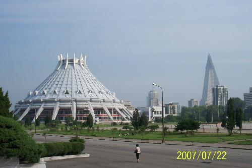 a hotel in the Center of Pyongyang - This was right across - or to the left - of the hotel we stayed in.
