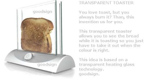 transparent toaster - new transparent toaster, so that the user can sea the degree of burned bread as they set up the timer.