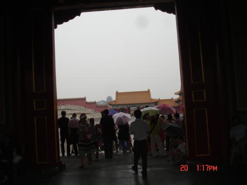 Through one of the gates of the Forbidden City - The gates were so thick that they can stand as buildings by themselves.