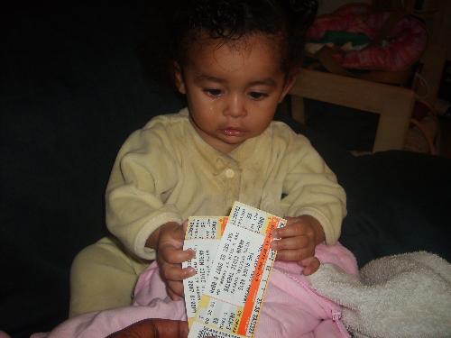 Zoey Excited About The Black Keys concert - 7 month old sharing in the joy of getting tickets to the SOLD OUT show for The Black Keys concert...