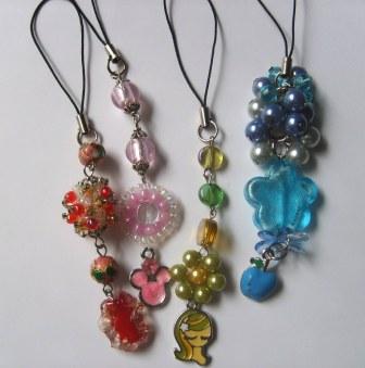 Beaded Cellphone Charms - made of assorted beads.