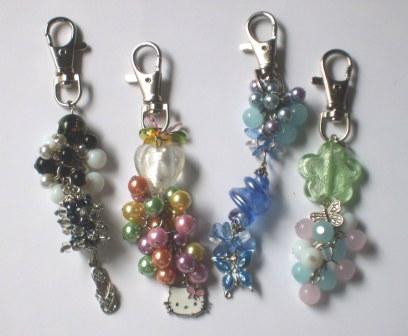 Beaded Bag Charms - bag charms and chains made of4 assort4ed beads