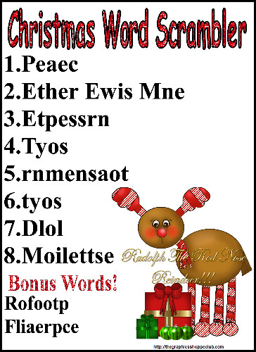 Free Christmas Printable Word Scrambler - Free Christmas Printable Rudolph the Red Nosed Reindeer Free Printable Word Scrambler from http://thegraphicsshoppeclub.com