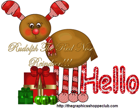 Rudolph the Red Nosed Reindeer Animated Hello Grap - Rudolph the Red Nosed Reindeer Animated Glitter Graphic