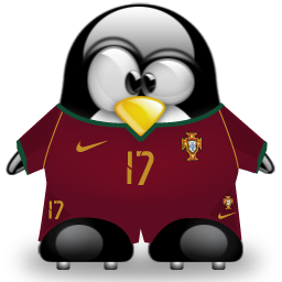 Portuguese linux - penguin dressed with portuguese football team shirt