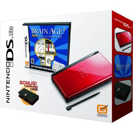 Nintendo DS w/ Brainage - Cromson and Black Nintendo DS Brainage Bundle