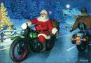 santa on motorcycle - christmas cards