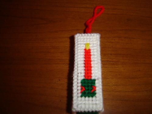 Candle Christmas Ornament - Candle ornament to place on the tree or packages.