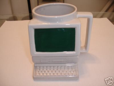 Computer Mug - A mug shaped like a computer. I got this for my dad for christmas.