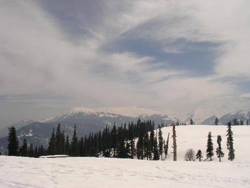 Snow in Gulmarg in Kashmir - Photo of world famous ski resort Gulmarg
