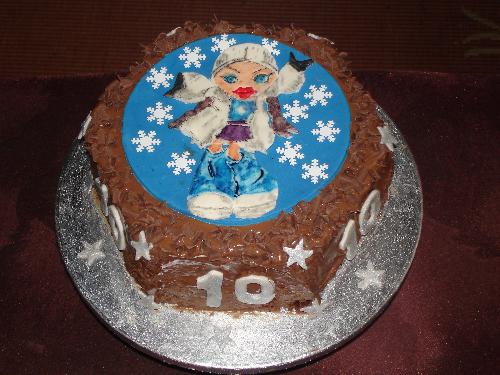 Bratz Cake - Lauren&#039;s tenth birthday, all chocolate Bratz cake. Sprinkled with chocolate curls.