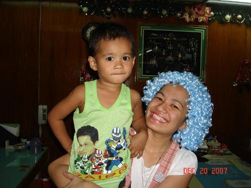 Me wearing a wig with Xyron  - during our Christmas party