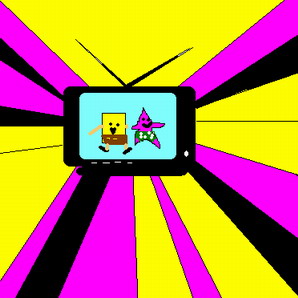 tv - tv with sponbob and patrick in it.