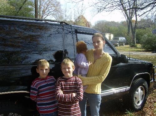 last one for now - while my husband was home on leave this time. he had to get pics of his wife and kids and of course his truck