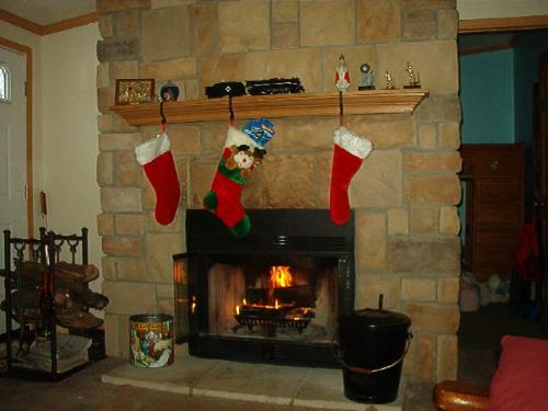 Stockings hung from the mantle with care... - Nothing like the real thing when it comes to a fireplace.