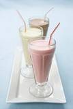 milkshakes - chocolate, vanilla and strawberry milkshakes