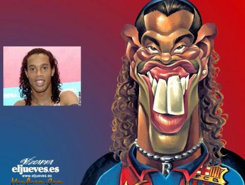 Soccer - In this photo you can clearly see the funny side of one of the greates soccer Players, Ronaldinho. Everyone thinks that he is the most amazing player, that he is perfect, but they forget that this guy has something that you can make fun with: His Horse-Like Face.