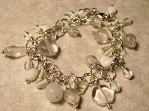 'Ice & Snow' Bracelet - Made with clear and milky-white glass beads. Found in my shop on Etsy.com (look in my profile for more info)