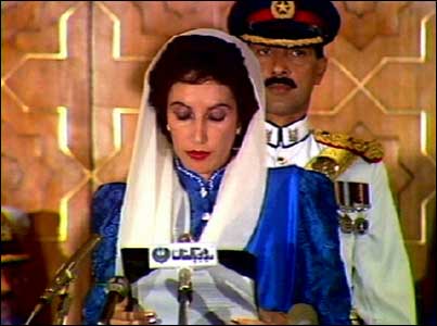 Benazir Bhutto - The Pakistani Leader Benazir Bhutto giving a speech.