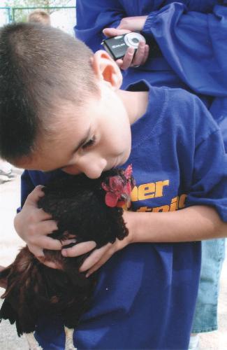 My brother - on a field trip to a petting zoo