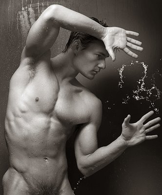 Water play - Male torso with water