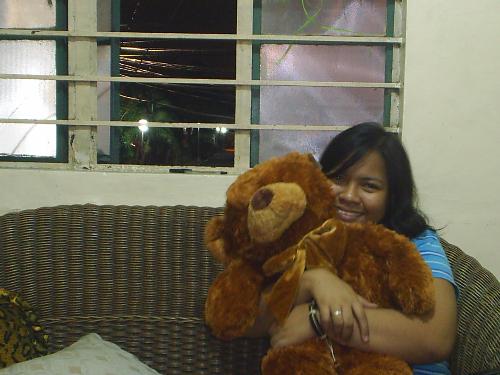 me and yohji - this is me and my very first teddy bear, yohji! he was a gift from my boyfriend. he gave yohji to me last december 19 '06...